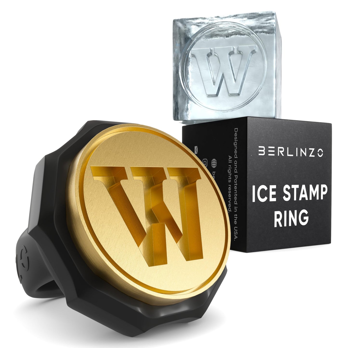 Berlinzo Brass Ice Stamp Ring Letter L
