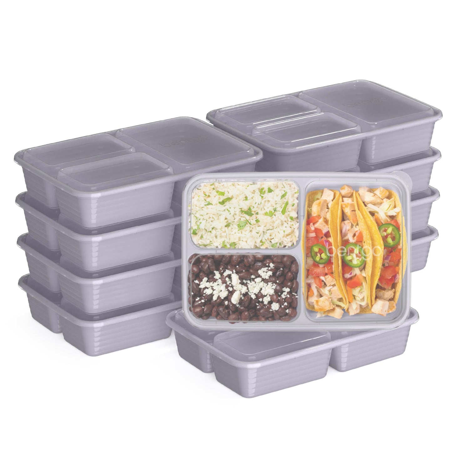 Bentgo Prep 3-Compartment Meal Prep Containers with Lids, 20 Piece Set