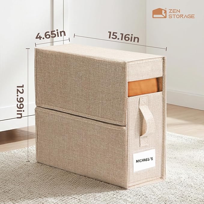 6Pack Sheet Organizers and Storage - King/Queen Size Sheet Storage Organizer with Window, Foldable & Dustproof Sheet Organizer for Linen Closet for Summer Blankets & Sheet Sets,Beige