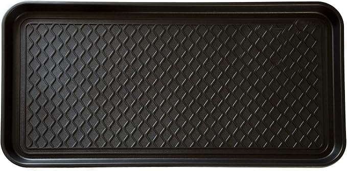 Stalwart 75-ST6012 All Weather Boot Tray-Water Resistant Plastic Utility Shoe Mat for Indoor and Outdoor Use in All Seasons (Black), Large