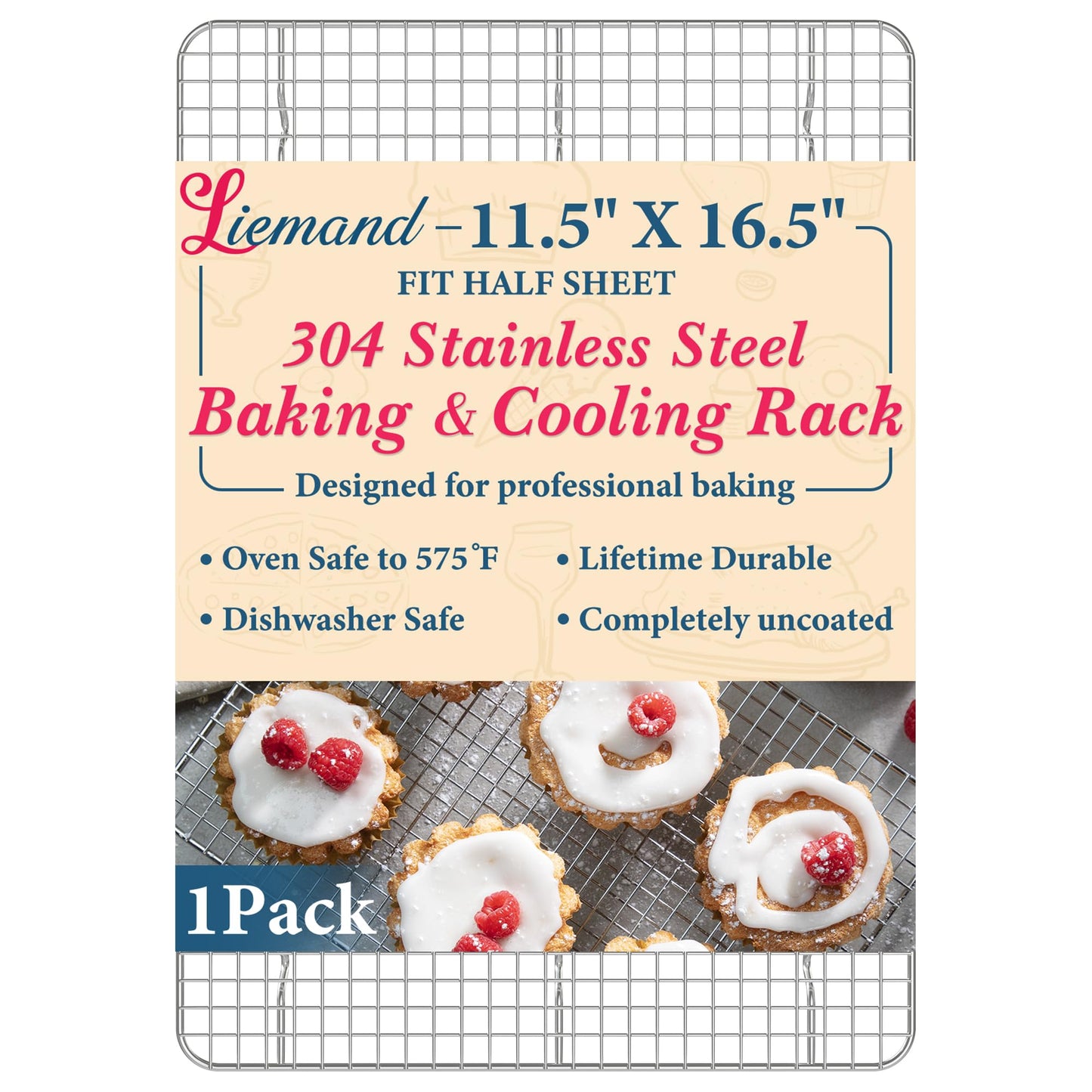 Cooling Racks for Cooking and Baking - 8.5"x12" Oven Safe Premium Stainless Steel Heavy Duty Baking Rack Tight-Wire, Fits Quarter Sheet Pan for Roasting & Grilling & Cooking - Set of 2