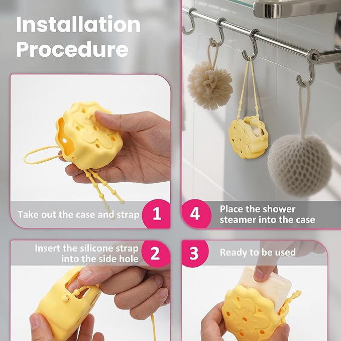 2 Packs Yellow&Blue Silicone Shower Steamer Tray/Holder, Durable Steamer Hanger, Long Lasting Shower Accessories, Aromatherapy Diffuser Containers, Bathroom Accessories for Bathroom Yoga Decor