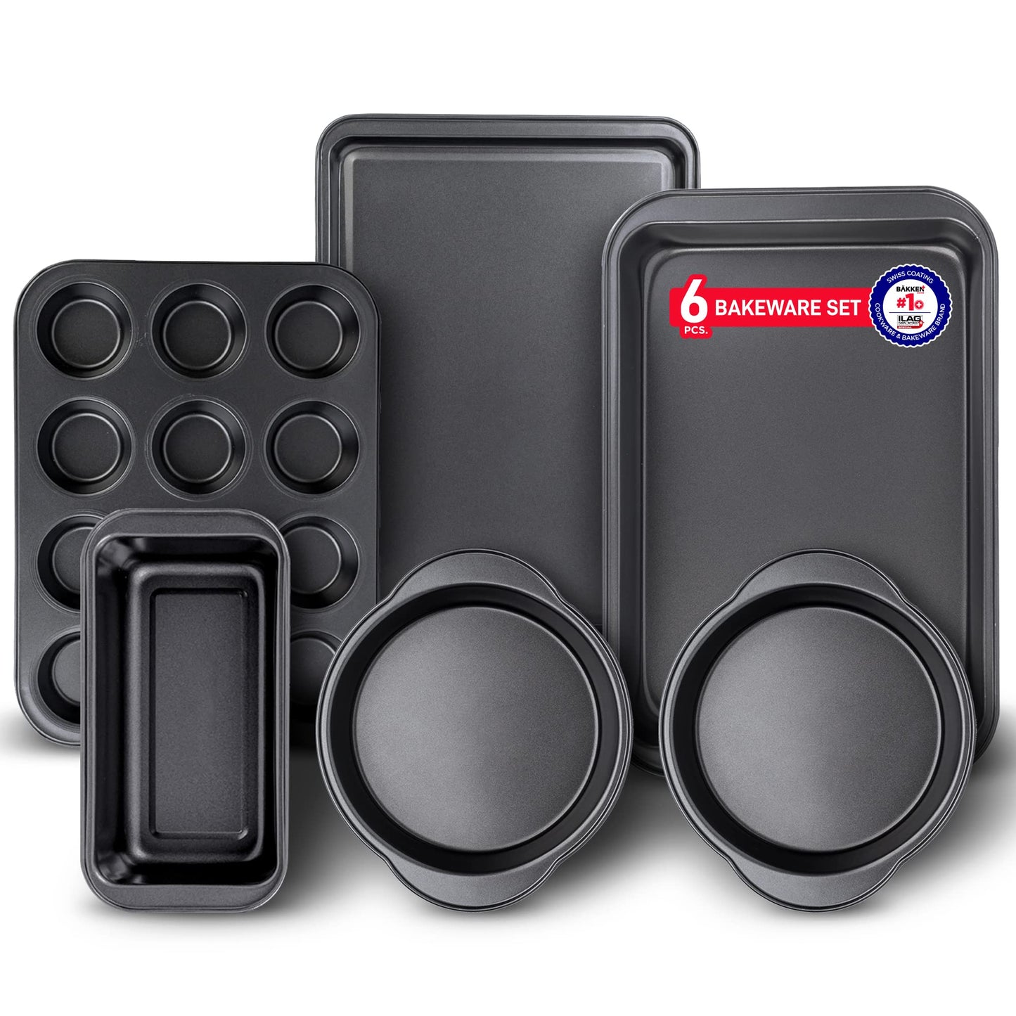 3 Piece Set Nonstick Carbon Steel Oven Bakeware -Professional Quality Kitchen Cooking Baking Trays -PFOA, PFOS, PTFE-Free Small, Medium & Large Baking Sheet Pans