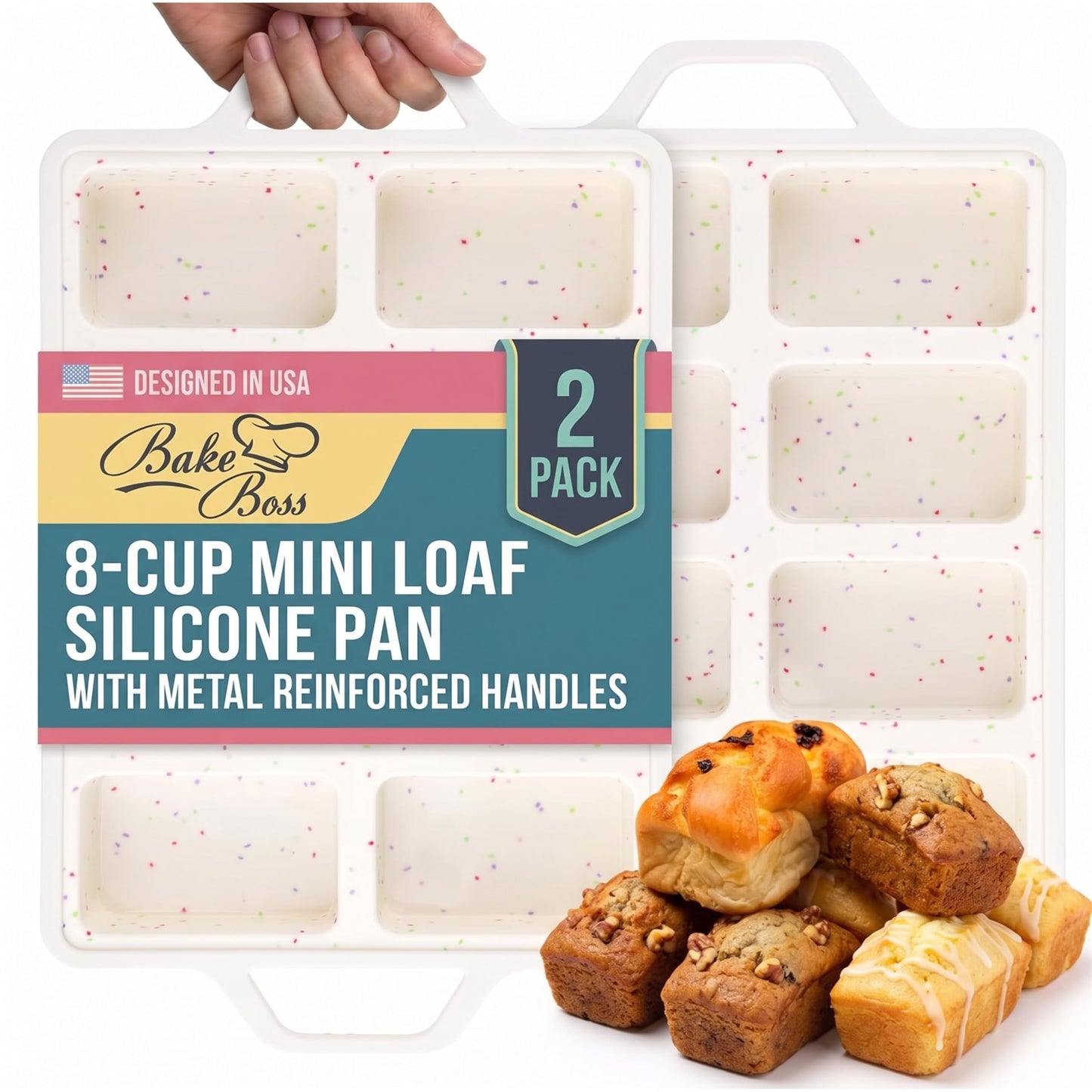 BAKE BOSS Silicone Muffin Pans, 2-Pack Regular 12 Cup, BPA-Free