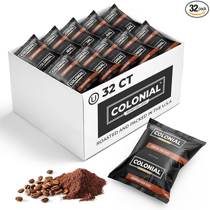 Colonial Coffee Ground Frac Packs, Decaf Colombian, Medium Roast, 100-Count