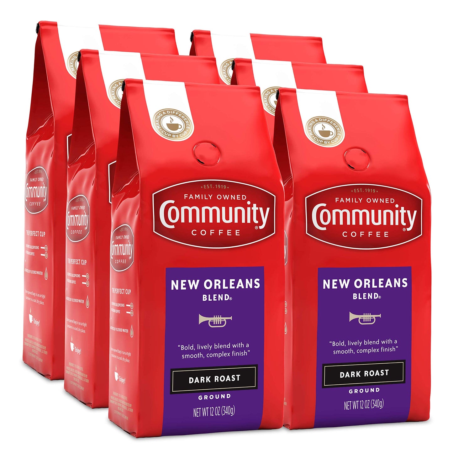 Community Coffee 100% Colombia 72 Ounce, Medium Dark Roast Ground Coffee, 12 Ounce (Pack of 6)
