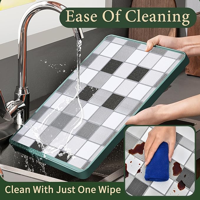 Drawer and Shelf Liner for Kitchen Cabinet: 17 in X 30 Ft Non Slip Waterproof Shelf Paper Non Adhesive Refrigerator Liners Gray Mosaic Easy Liners for Bathroom