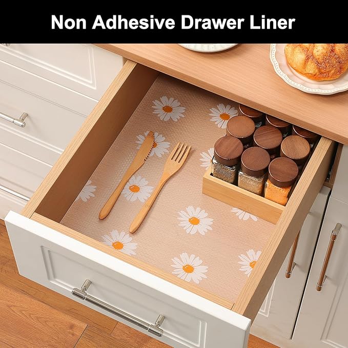 Cooyes Shelf Liner – Premium Non-Adhesive Cabinet & Drawer Liner for Kitchen – Waterproof Shelf Paper with Modern Pattern – Durable EVA Cabinet Mat – Easy to Cut （12" W x 360" L）