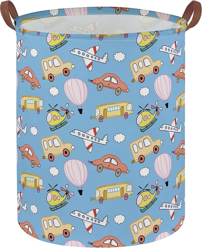Kids Laundry Basket Car Hamper for Nursery Boy Cute Kids Toys Storage Bin Organizer Room Decor for Home(Blue Vehicle)