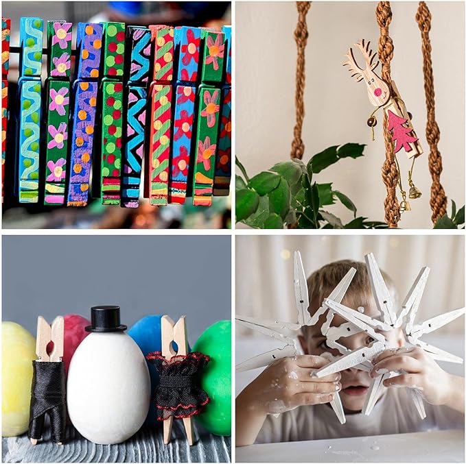 100pcs Clothes Pins Wood - 4 inch Heavy Duty Wooden Clothespins for Hanging Clothes Outdoor Clip,Crafts