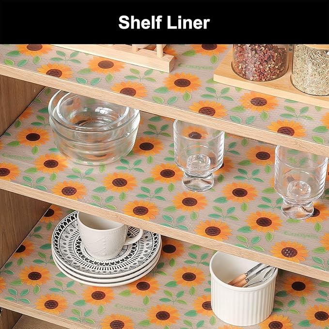 Cooyes Shelf Liner – Premium Non-Adhesive Cabinet & Drawer Liner for Kitchen – Waterproof Shelf Paper with Modern Pattern – Durable EVA Cabinet Mat – Easy to Cut （12" W x 120" L）