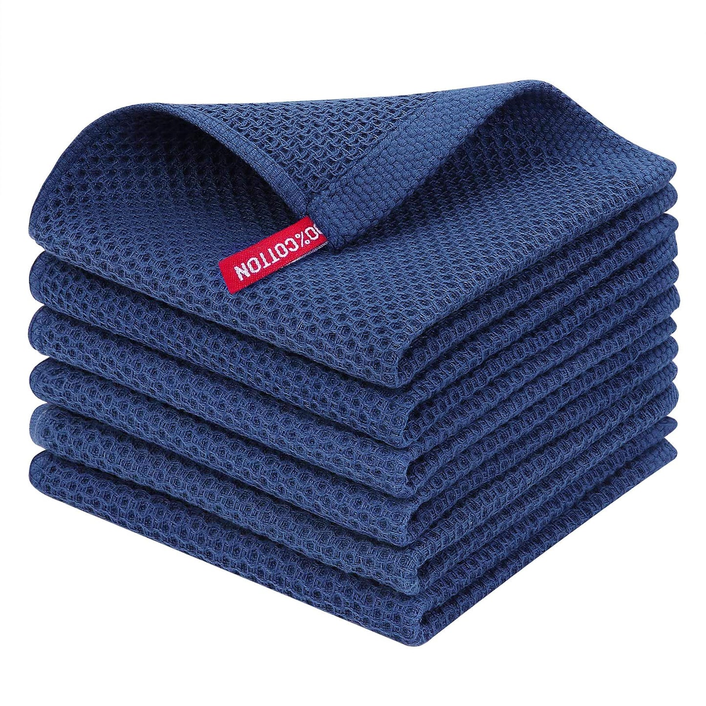 Homaxy 100% Cotton Waffle Weave Kitchen Dish Cloths, Ultra Soft Absorbent Quick Drying Dish Towels, 12 x 12 Inches — 13 x 28 - 12 Pack — 12 x 12 - 6 Pack