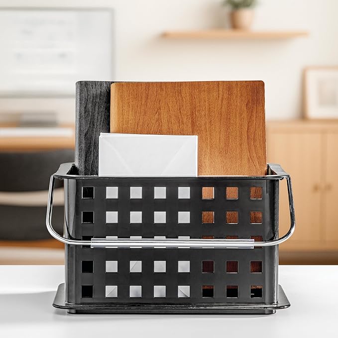 iDesign Plastic Shower Caddy Basket with Handle for Bathroom or College Dorm - Black - Made in USA