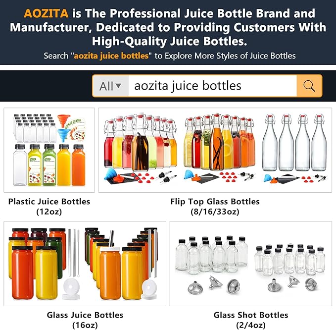 24 PACK, 12 OZ Reusable Plastic Juice Bottles with Caps, Plus 24 Labels & 2 Silicone Funnels - Clear Juicing Bottles for Juice, Smoothies, Ginger, Tea, Coffee - Food Grade & Leakproof Travel Bottles