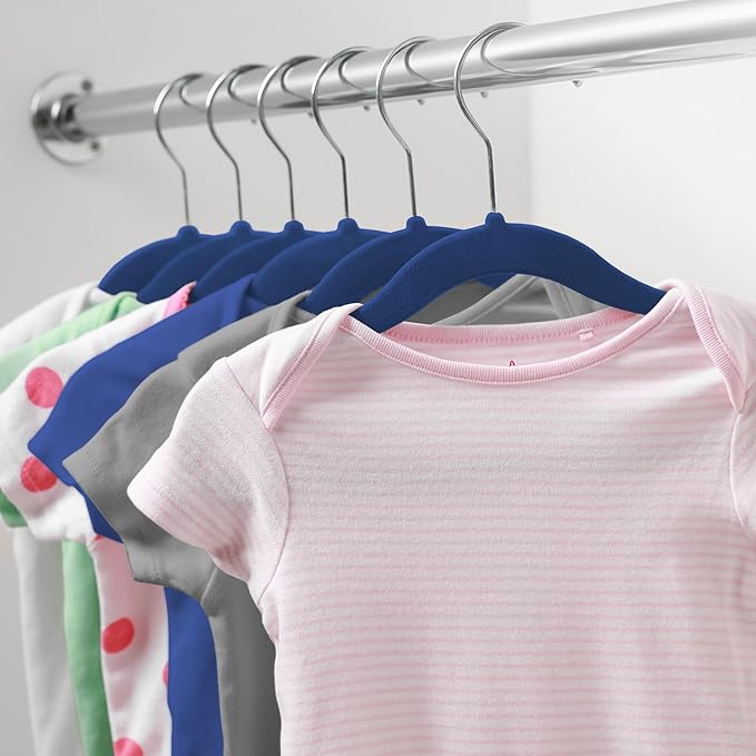 Casafield 50 Velvet Baby Hangers - 11" Size for Infant & Toddler Clothes - Royal Blue