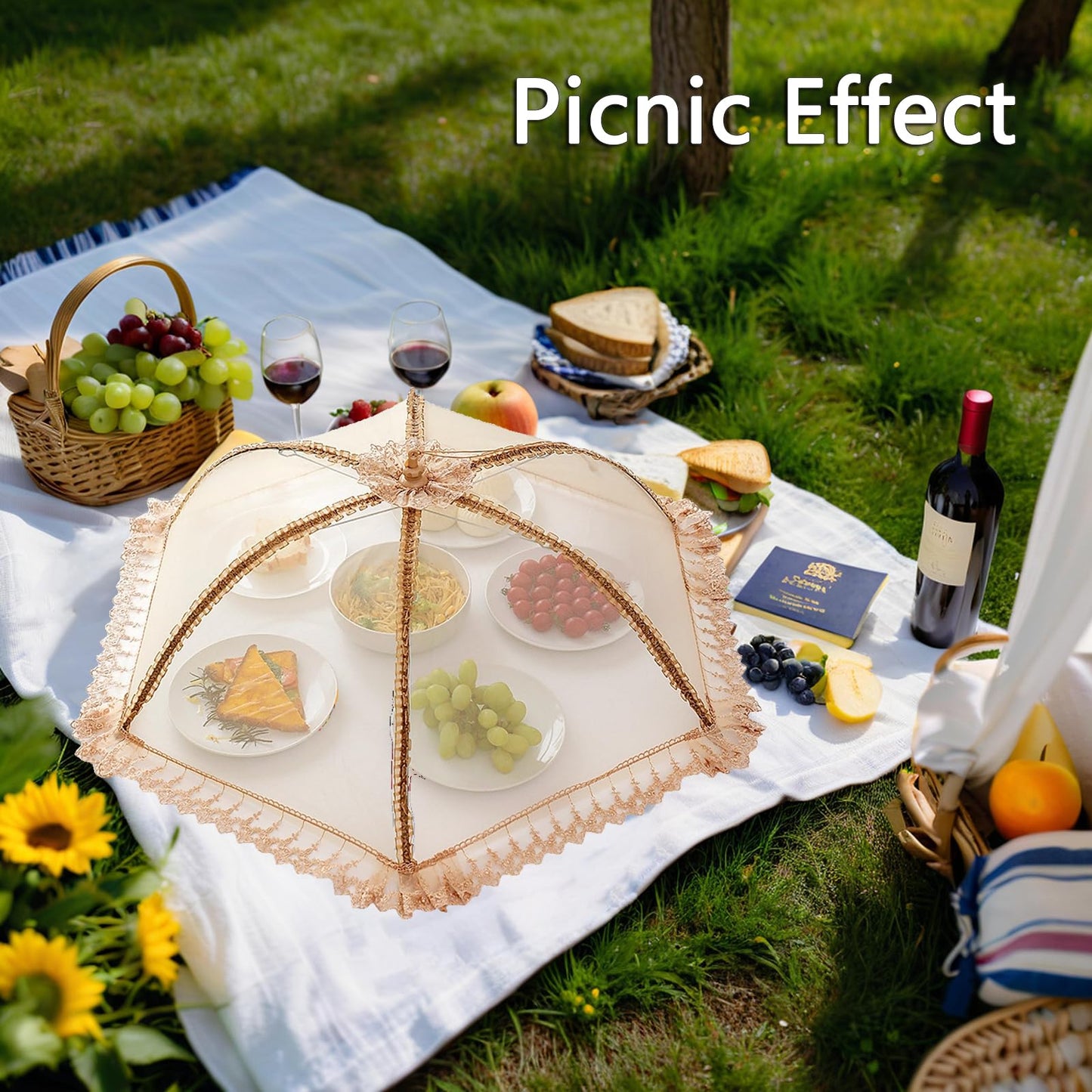 Procraan 3-Pack Extra Large Food Cover, 32"x32" Pop-Up Food Nets, Mesh Food Covers Tent Umbrella for Outdoors, Screen Tents, Parties Picnics, BBQs, Reusable and Collapsible Food Tents