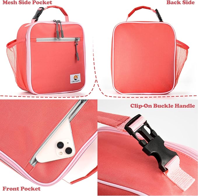 Lunch Box Kids,Premium Insulated Lunch Bag for Girls Boys,Soft Bag Mini Cooler Back to School Thermal Reusable Lunch Bag for Work School Picnic -Red