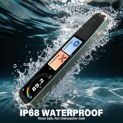 AWLKIM Instant Read Meat Thermometer Digital, 3.8" Touchscreen No App Needed Rechargeable Waterproof Kitchen Food Thermometer Probe for Cooking, Grill, BBQ, Candy, Oil Frying, 0.5F