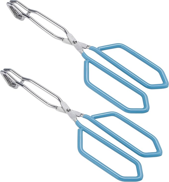 MSY BIGSUNNY Stainless Steel Scissor Tongs Heavy Duty Cooking Tongs with Soft Handles (2, red 11" + 11")