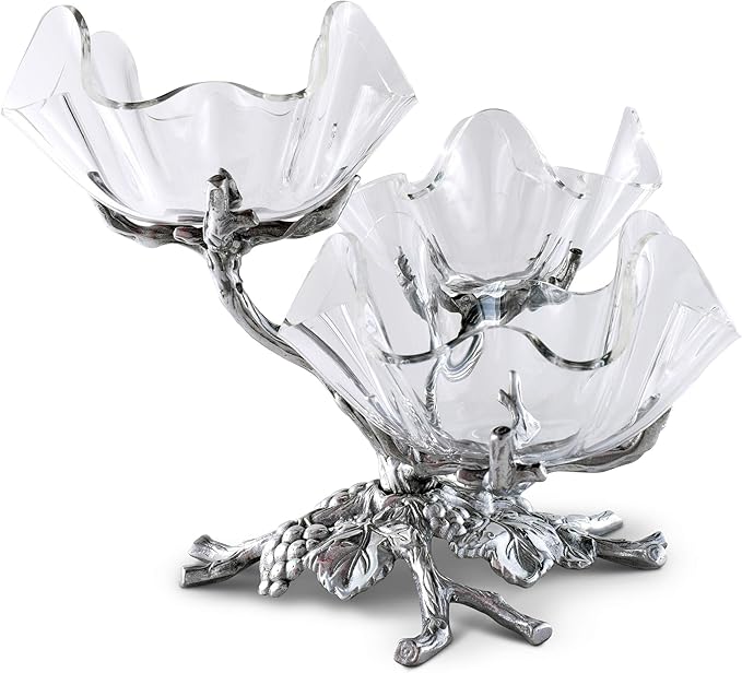Arthur Court Grape 3-Tier Acrylic Bowl Stand - Elegant Serving Solution for Parties - 9.5 x 12 Inches