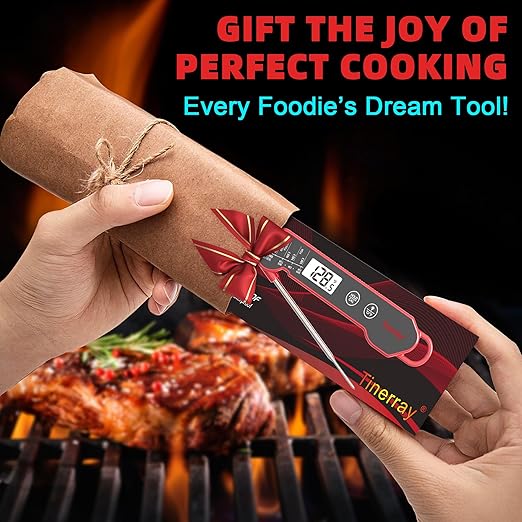 Professional Digital Meat Thermometer Instant Read Waterproof – Folding Probe Food Thermometer with Backlight & Calibration, Fast Read for BBQ, Grill, Deep Fry, Cooking, Liquids, Gift for Chef
