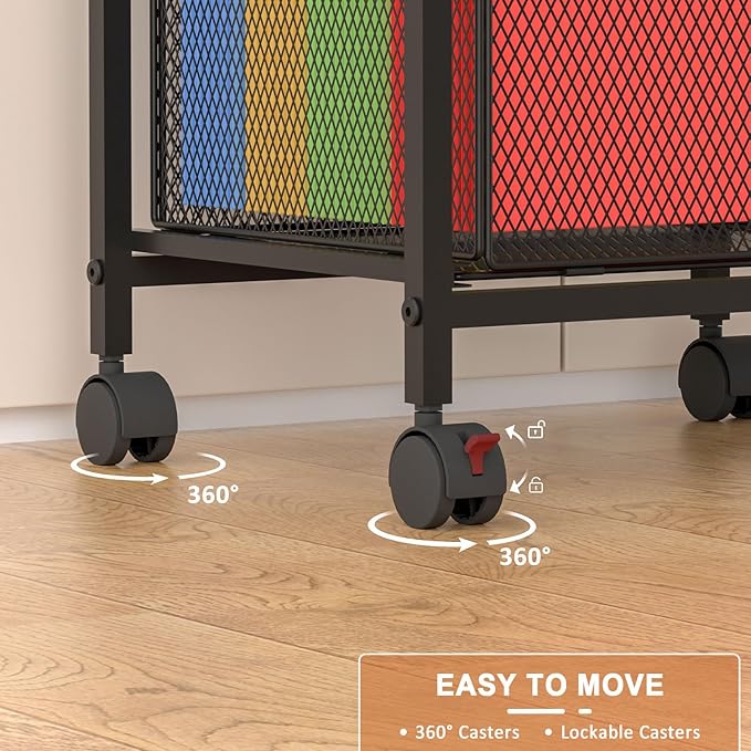 Rolling File Cabinet with Adjustable Dividers, Mobile Filing Cabinet with 2 Storage Drawers on Lockable Wheels, Hanging File Organizer Beside Under Desk for Office, Home（Patent Pending）