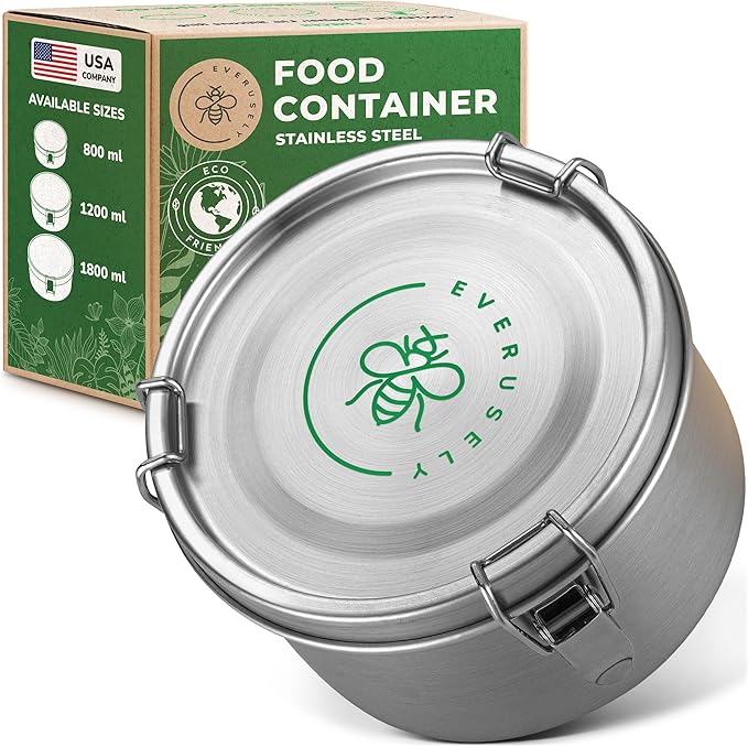 Stainless Steel Food Storage Container with Leakproof Lid, 40 oz Lunch Box