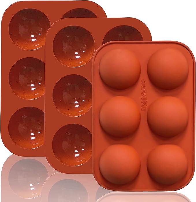 Lerykin Semi Circular Silicone Molds, Non-Stick Silicone Chocolate Molds,3 Packs Baking Molds for Making Chocolate, Cake, Jelly, Desert, Biscuit, Dome Mousse (6 Cups, 15 Cups and 24 Cups)