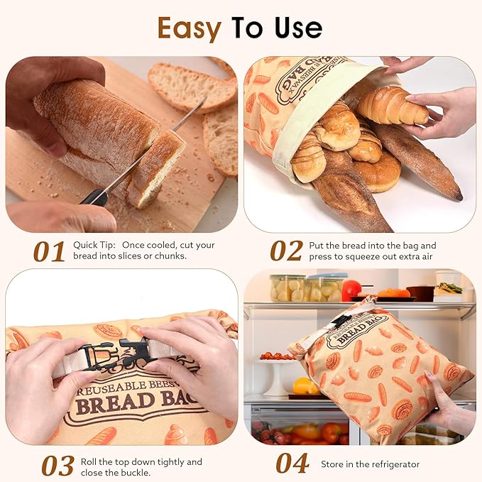1 Pack Beeswax Bread Bags for Sourdough Homemade Bread, XL Cotton Lining Sourdough Reusable Natural Beeswax Bread Storage Bag, Keep Fresh and Upgraded Large Capacity Portable