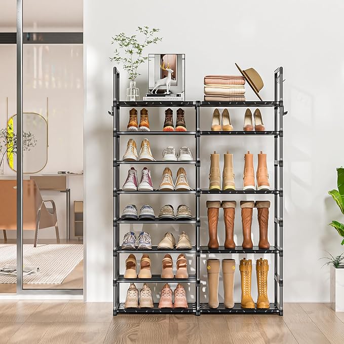 OYREL Shoe Rack Organizer 8 Tiers, Tall Shoe Racks Shelf Storage, 26-32 Pairs Vertical Large Rack,Stackable Shoes Racks for Entryway, Closet, Garage