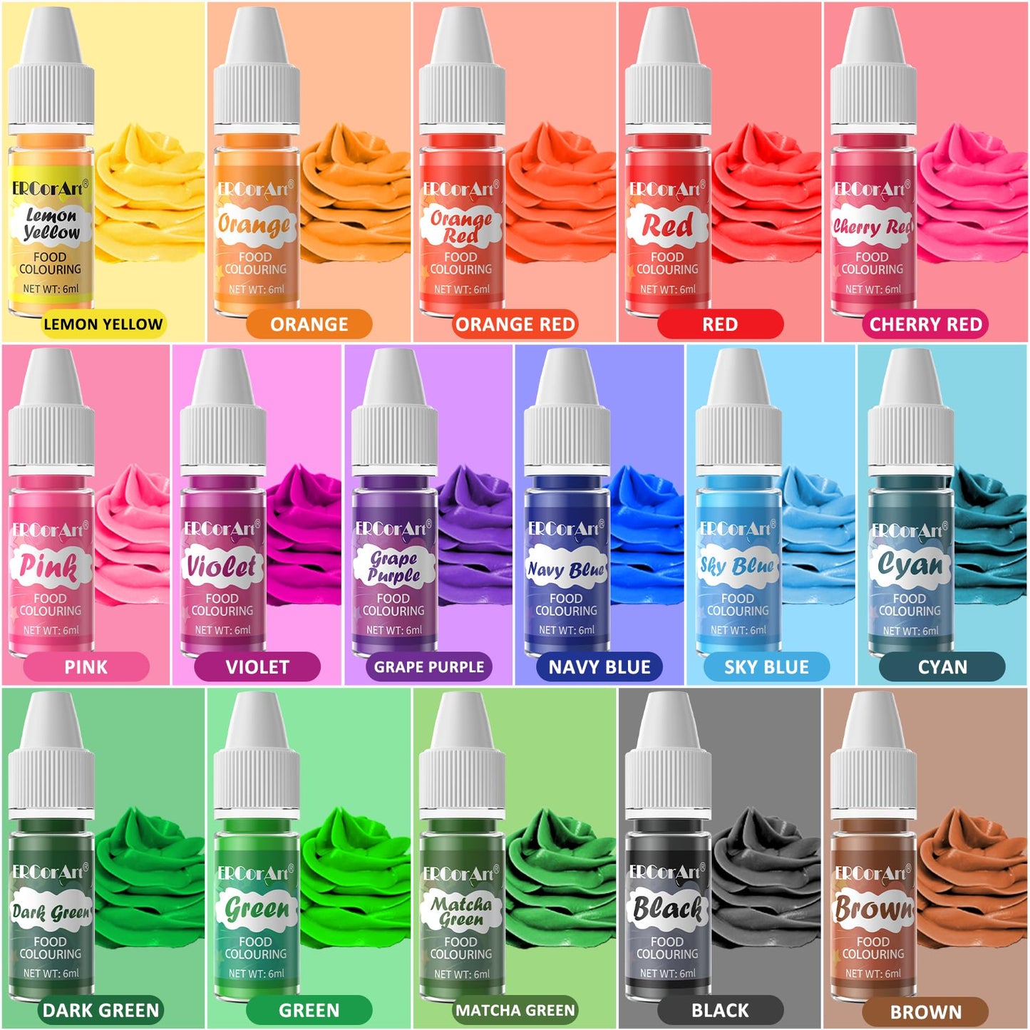 Food Coloring Powder - ERCorArt 10 Vivid Colors Powder Food Dye, Highly Concentrated Flavorless Food Coloring for Baking, Frosting, Cake Decorating, Icing, Cookies, Slime - 5g/Bottle
