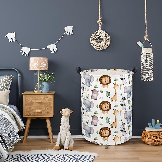 HIYAGON Baby Laundry Hamper Basket Baby Hamper for Nursery Boy and Girl Cute Kids Toys Storage Bin Organizer Animal Room Decor(Animal)