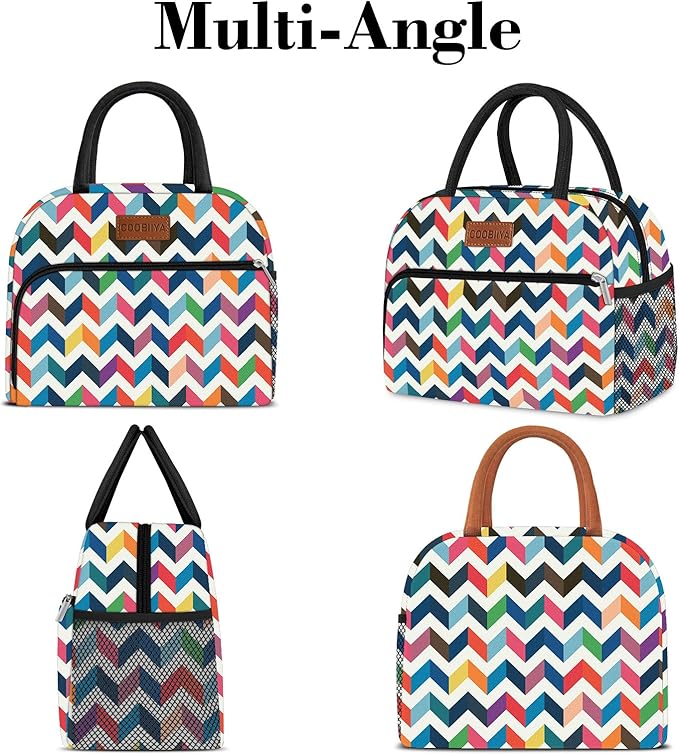 Coobiiya Lunch Bag Lunch Box for Women Men, Reusable Cute Lunchbag - Leakproof, Adult Insulated Lunch Box Tote with Large Capacity, Cooler Container for Work, Travel, Office（Pattern）