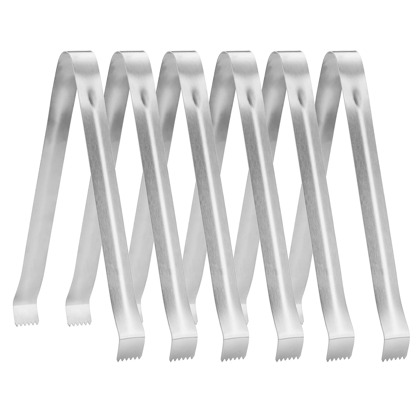 New Star Foodservice Restaurant-Grade Pom Tong, Stainless Steel, 6.5 Inch, Set of 6, Silver