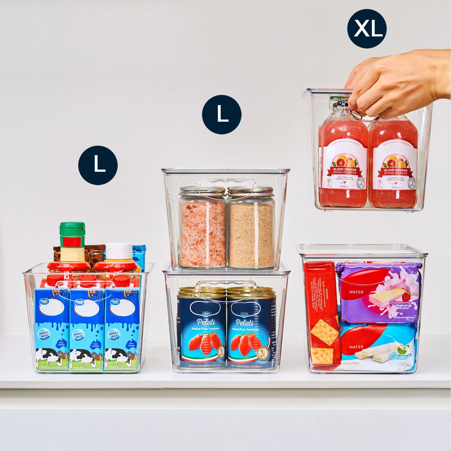 theaoo Large Clear Storage Bins with Lids, Stackable Containers, 6 Pack
