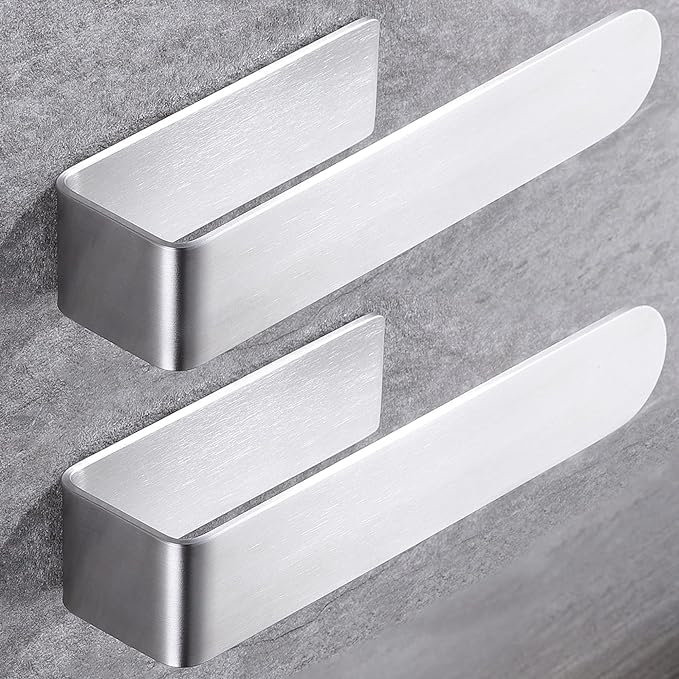 Taozun Hand Towel Holder/Towel Bar - Self Adhesive Hand Towel Rack Stainless Steel Towel Ring for Bathroom Kitchen, 2 Packs