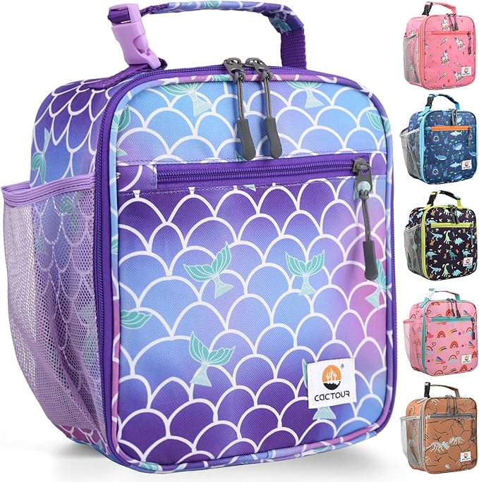Lunch Box Kids,Premium Insulated Lunch Bag for Girls Boys,Soft Bag Mini Cooler Back to School Thermal Reusable Lunch Bag for Work School Picnic (Mermaid)