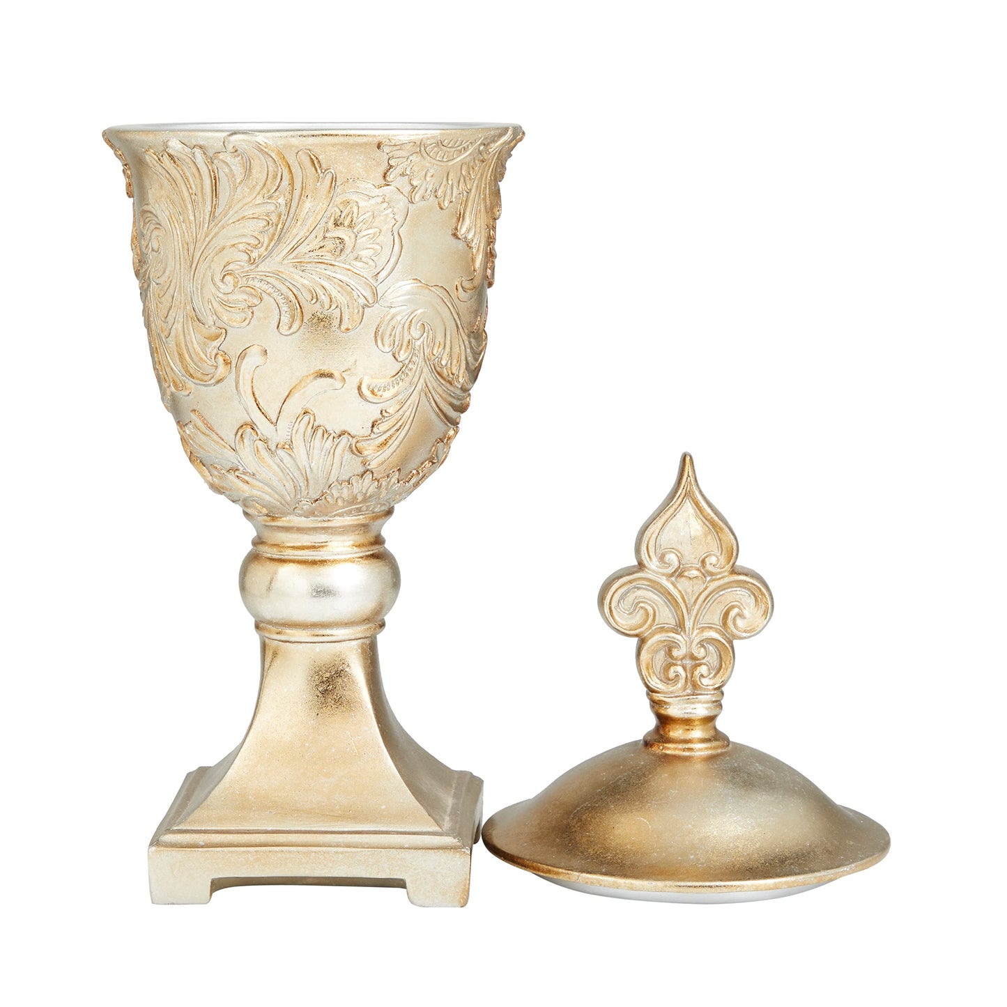 Deco 79 Polystone Solid Decorative Jars, 7" x 7" x 19", Gold