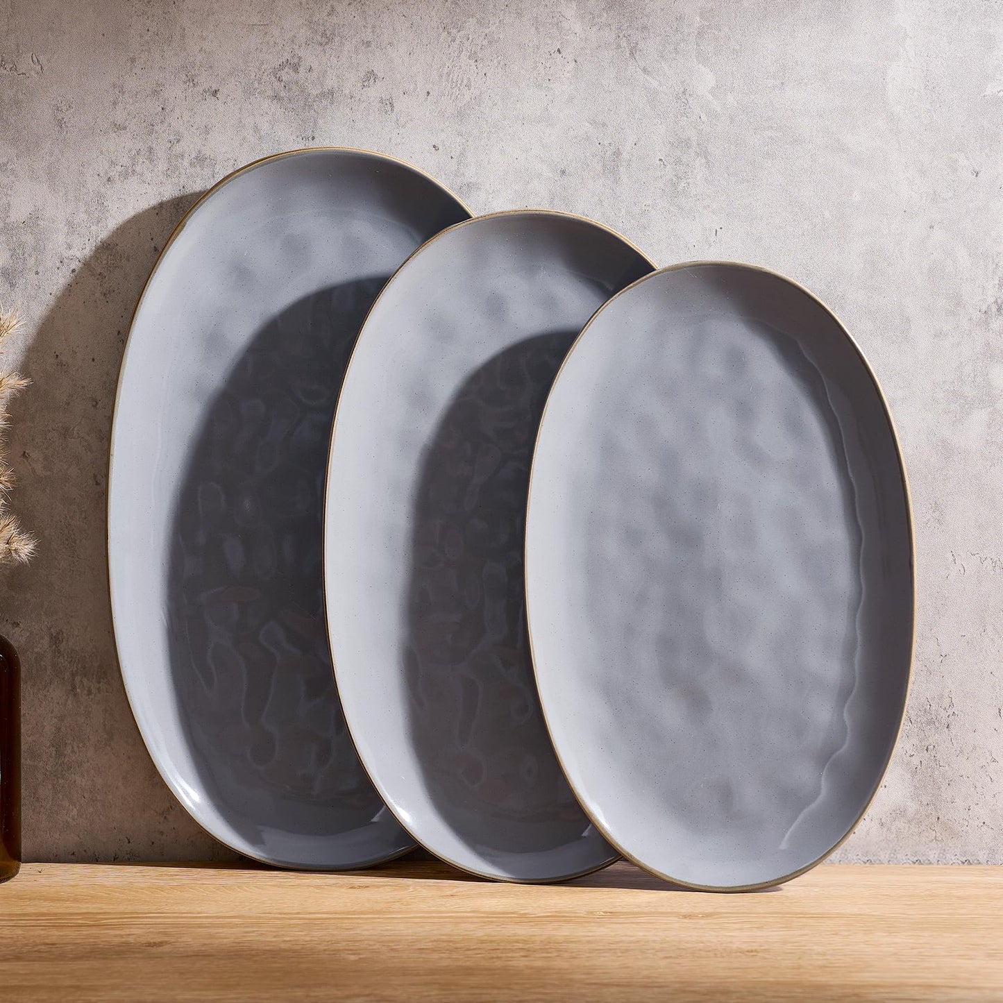 famiware Serving Platters Set of 3 Sizes - Oval, Matte White