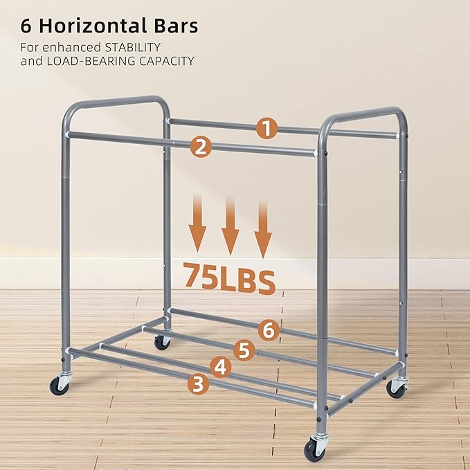 STORAGE MANIAC 3 Section Laundry Sorter, 35.9 Gal (136 L) Laundry Hamper Cart with Heavy Duty Rolling Lockable Wheels and Removable Bags, Clothes Organizer Basket Clothes Separator Hamper, Brown