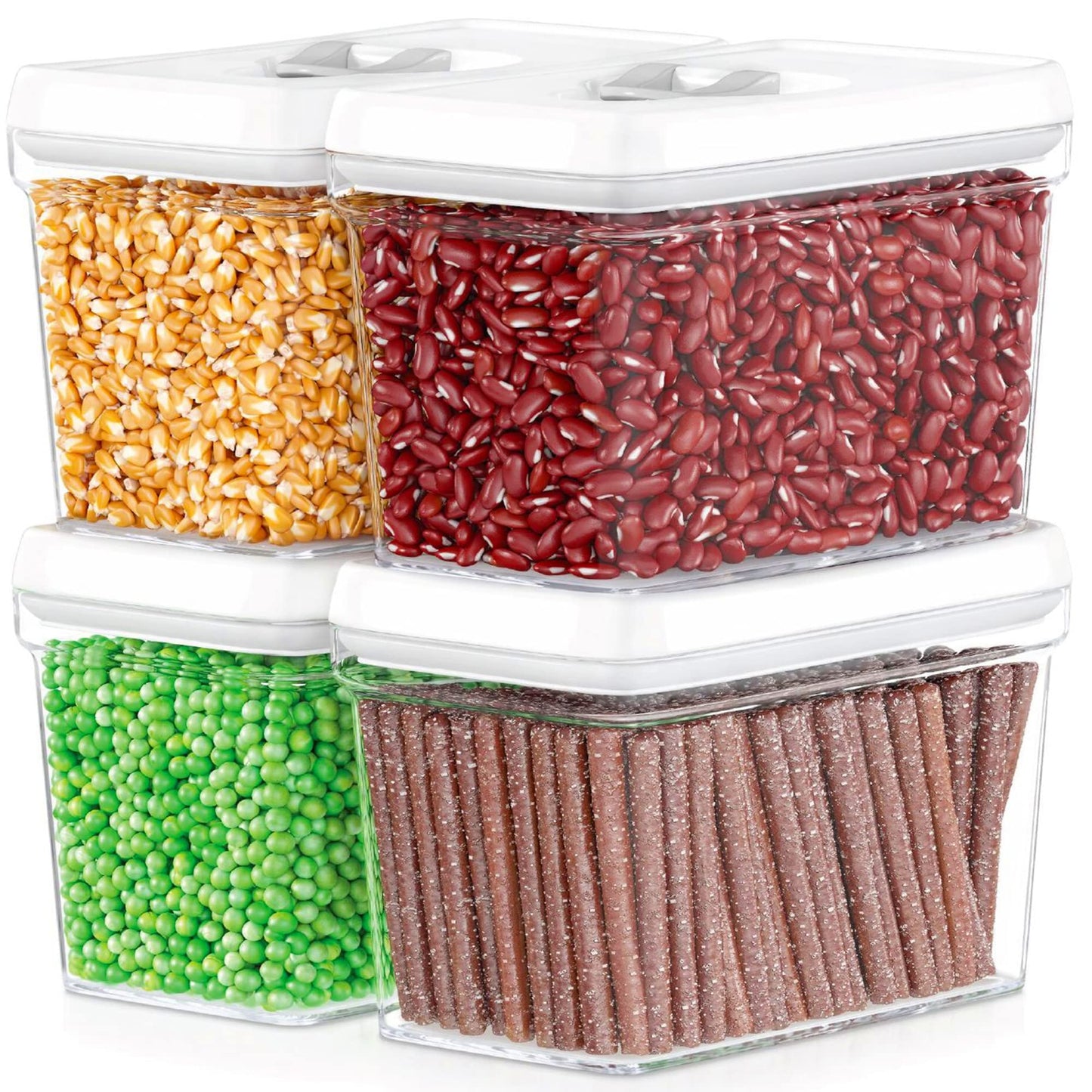 DWËLLZA KITCHEN Airtight Food Storage Containers for Pantry With White Lids 1L - 6 Pack - Clear Plastic Air Tight Kitchen Containers Pantry Organization and Storage BPA-Free Keeps Food Fresh & Dry