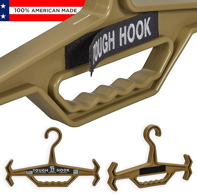 Tough Hook Gen2 Heavy Duty Plastic Hanger, Tan, 200 lbs Capacity, 1" x 5" Loop ID Strip Included