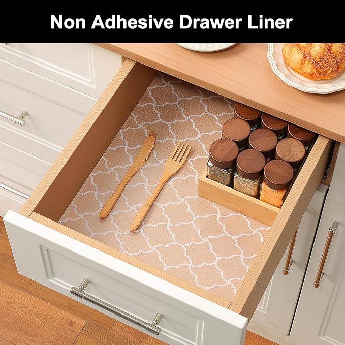 Cooyes Shelf Liner – Premium Non-Adhesive Cabinet & Drawer Liner for Kitchen – Waterproof Shelf Paper with Modern Pattern – Durable EVA Cabinet Mat – Easy to Cut (17.5" W x 360" L)