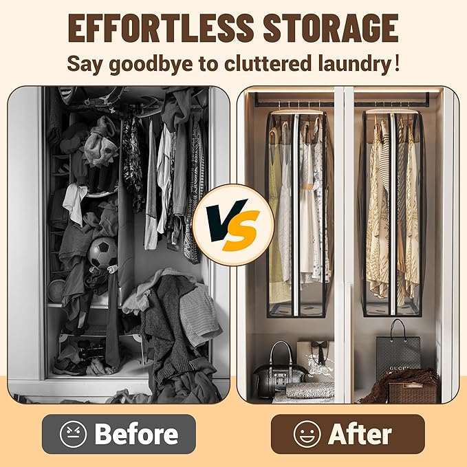 Garment Bags for Hanging Clothes 40” Long,Ultra Clear Suit Bags for Closet Storage, Moving Organization, Travel Covers with 10" Gussets for Coat, Dress, Shirt and Sweater - 4 PCS