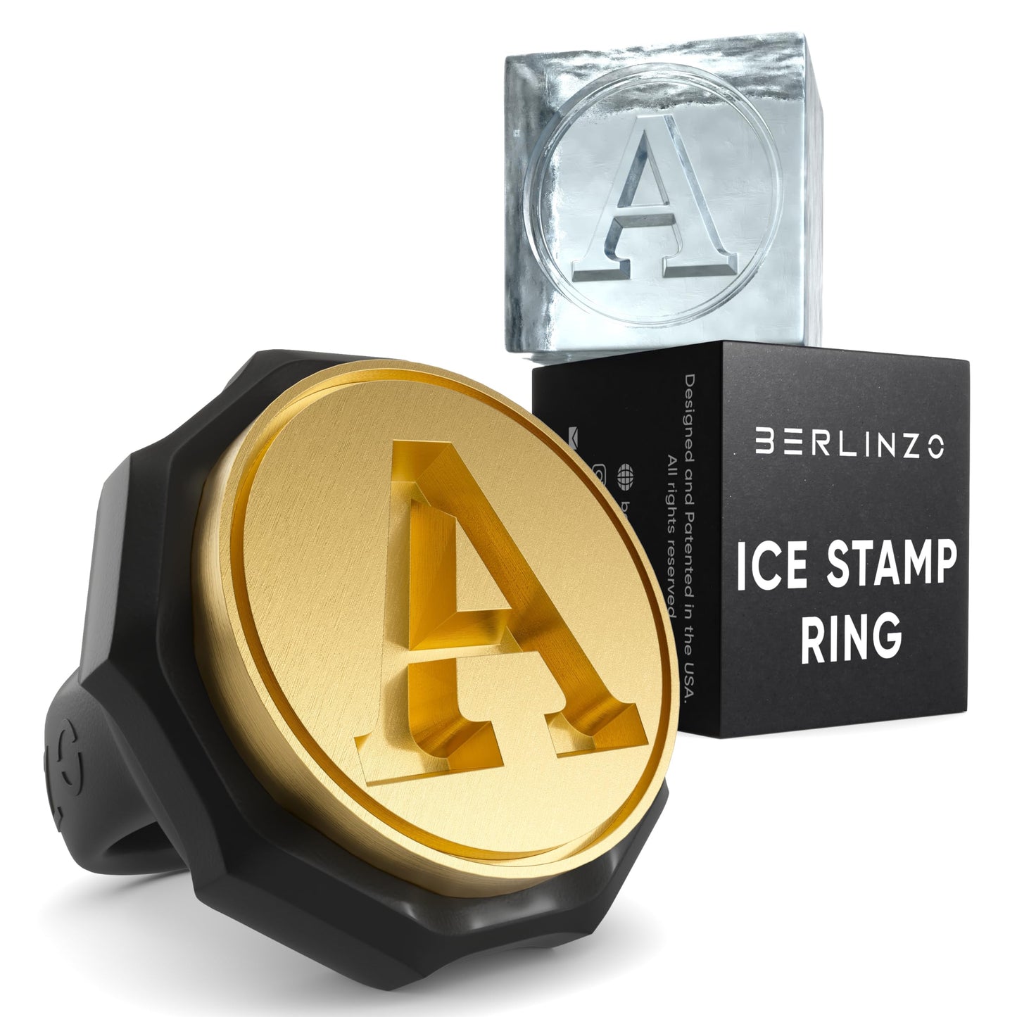 Berlinzo Brass Ice Stamp Ring Letter L