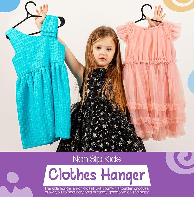 Utopia Home Kids Hangers - 11 Inch Plastic Baby Hangers for Closet - Infant or Childrens Hangers for Clothes 40 Pack (Black)