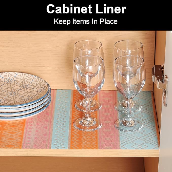 Cooyes Shelf and Drawer Liners for Kitchen Cabinets, Non Adhesive Cabinet Liner, EVA Waterproof Durable Non-Slip Drawer Mats for Shelves, Refrigerator, Storage, Desks（17.5" W x 78.7" L）