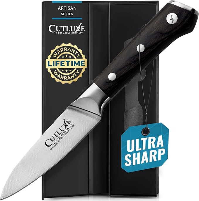 Cutluxe Paring Knife Set, 4" Fruit & 3" Peeling Knives – Razor Sharp