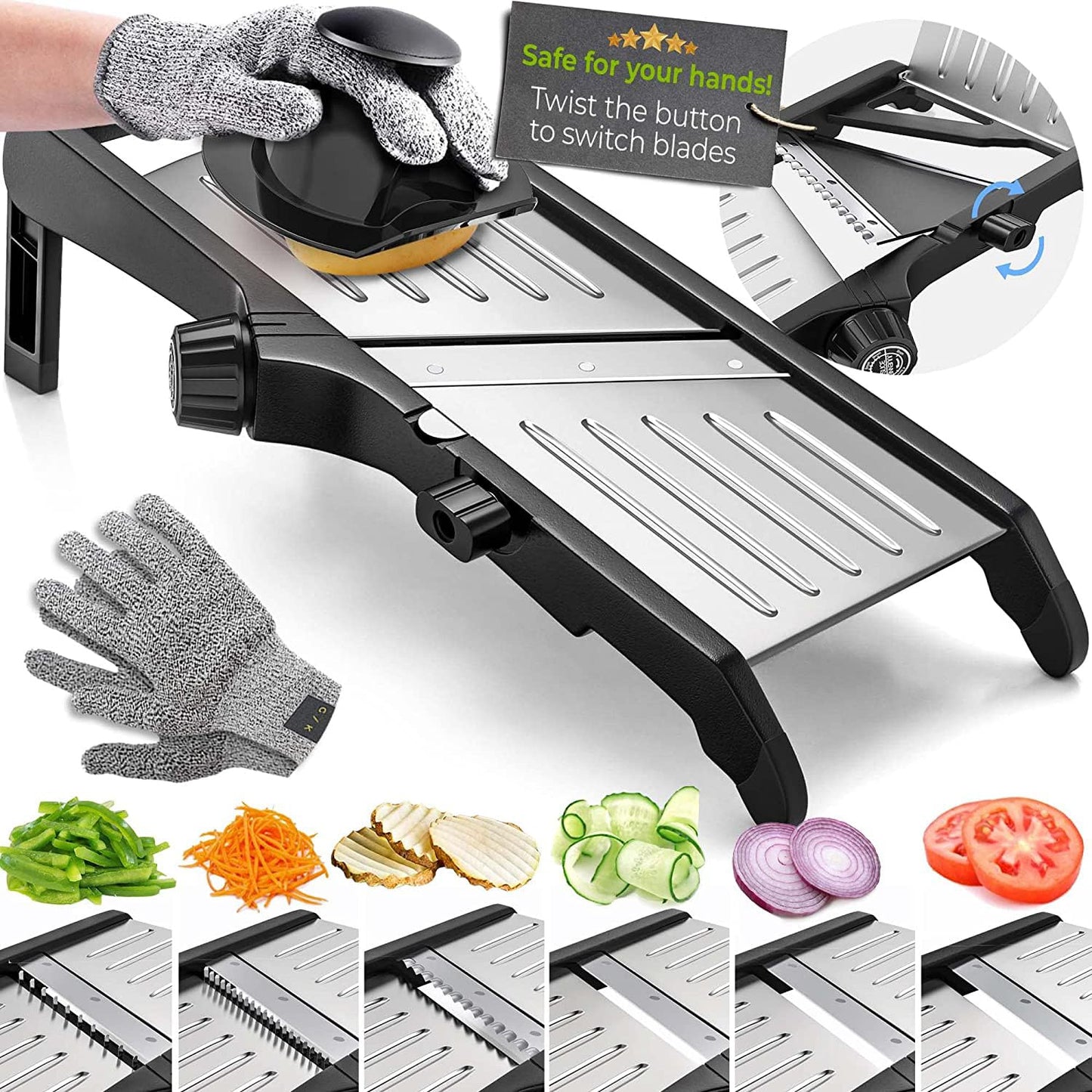 Gramercy Adjustable Mandoline Waffle Slicer for Kitchen, 24 Slice Settings