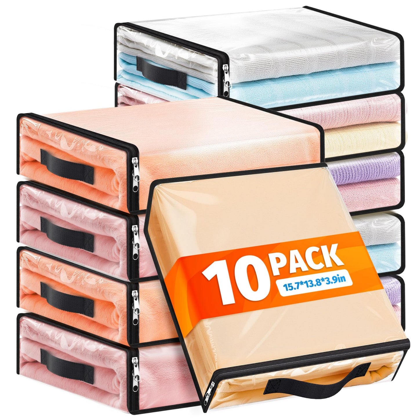 SpaceWhisper Clear Sheet Storage Bags, 6 Pack, 15.7 x 13.8 x 3.9 in